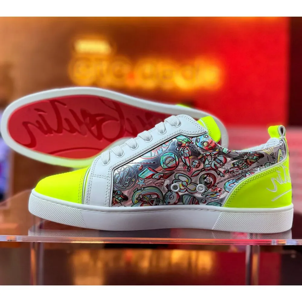 Christian Louboutin Louis Junior Space Club Sneakers Neon Yellow Multicolor EU